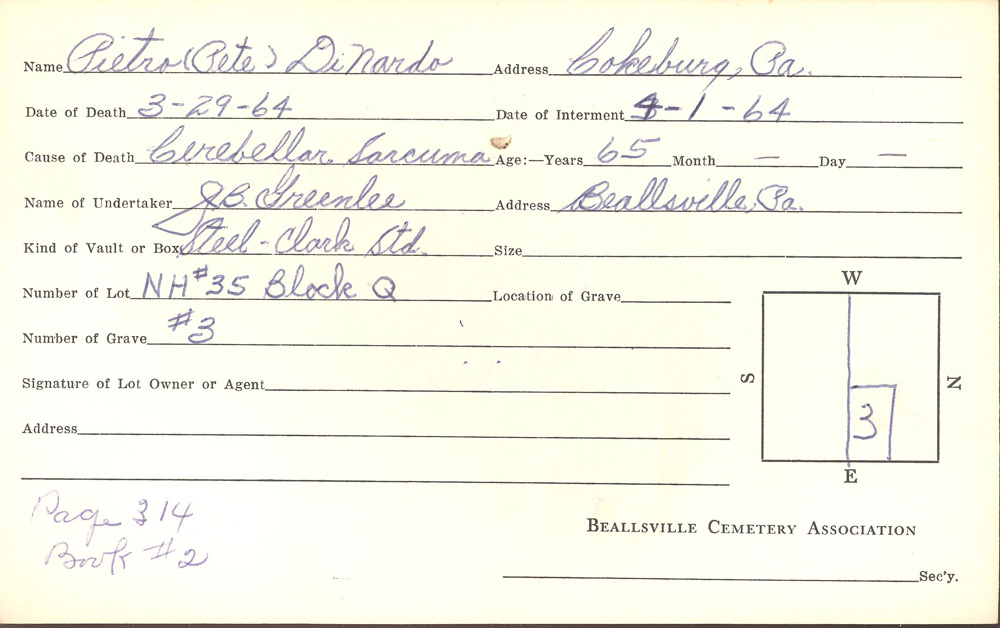 burial card